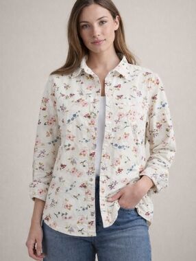 Cabela’s Floral Bird Button Down Shirt Cottagecore Nature Print Women’s